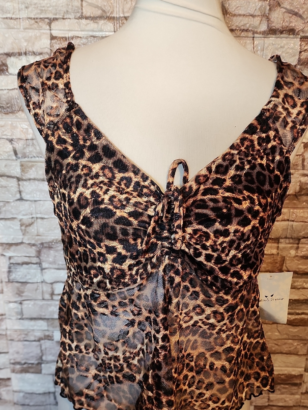 Rebellious Dreamer Leopard Print Sheer Sleeveless Crop Top - Picture 2 of 10